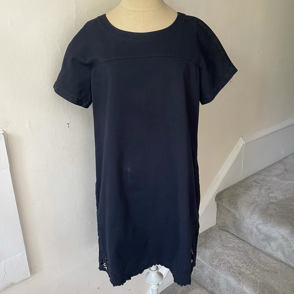 Stella McCartney Blue Short Sleeve Floral Cut Out Shift Dress Size Medium